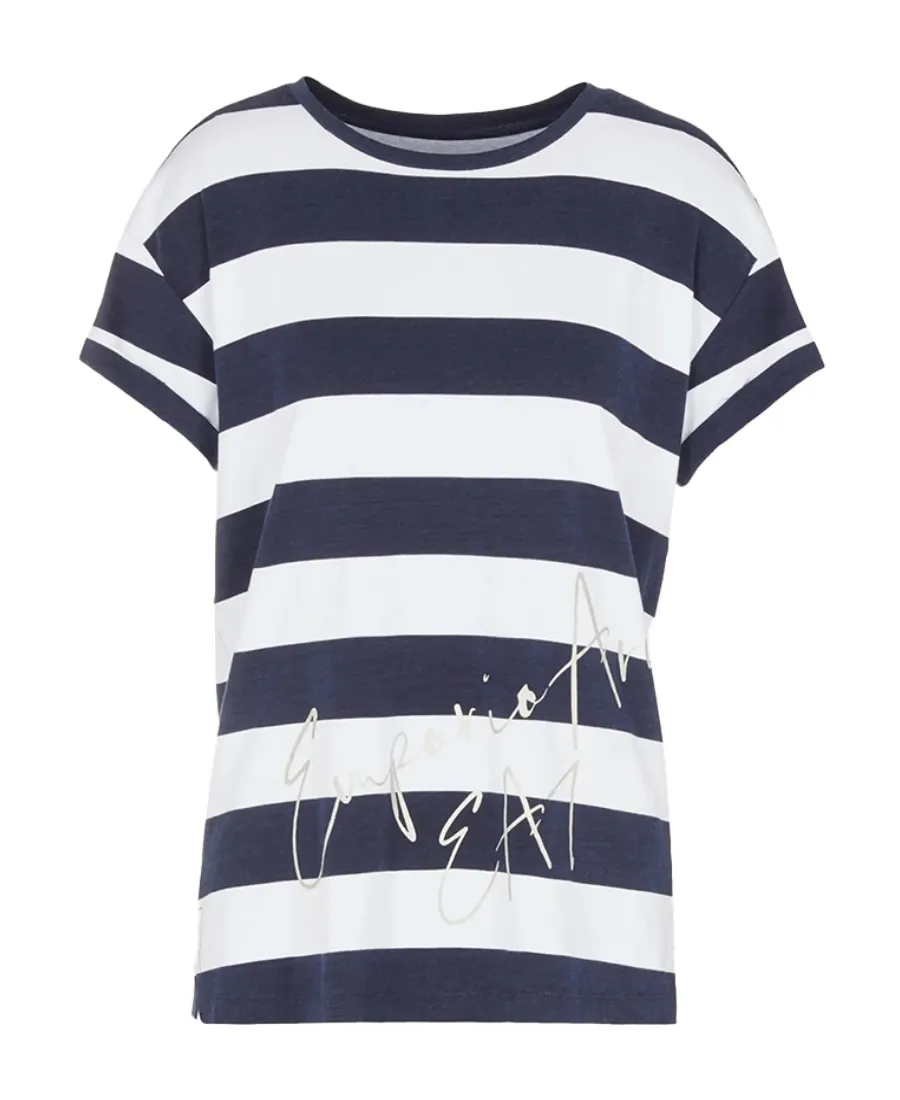 Round Collar Striped T-Shirt
