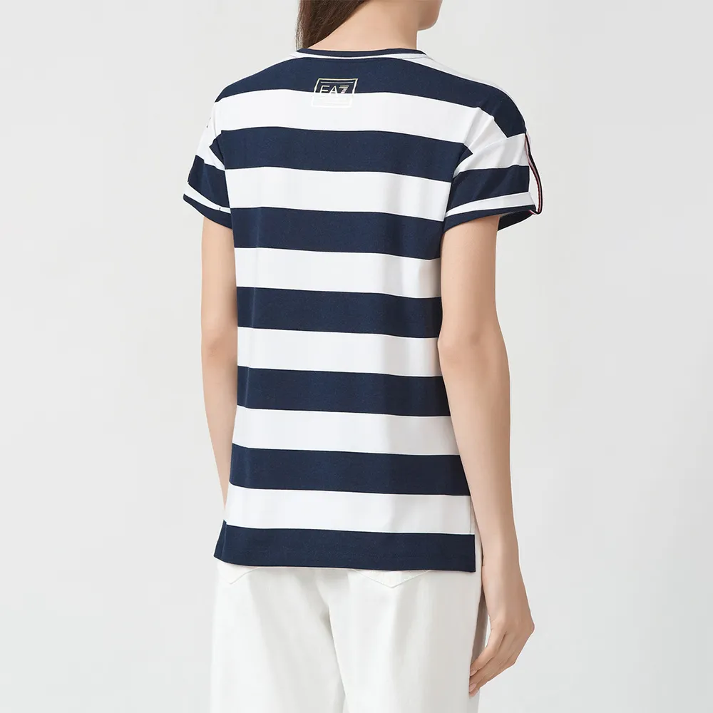 Round Collar Striped T-Shirt