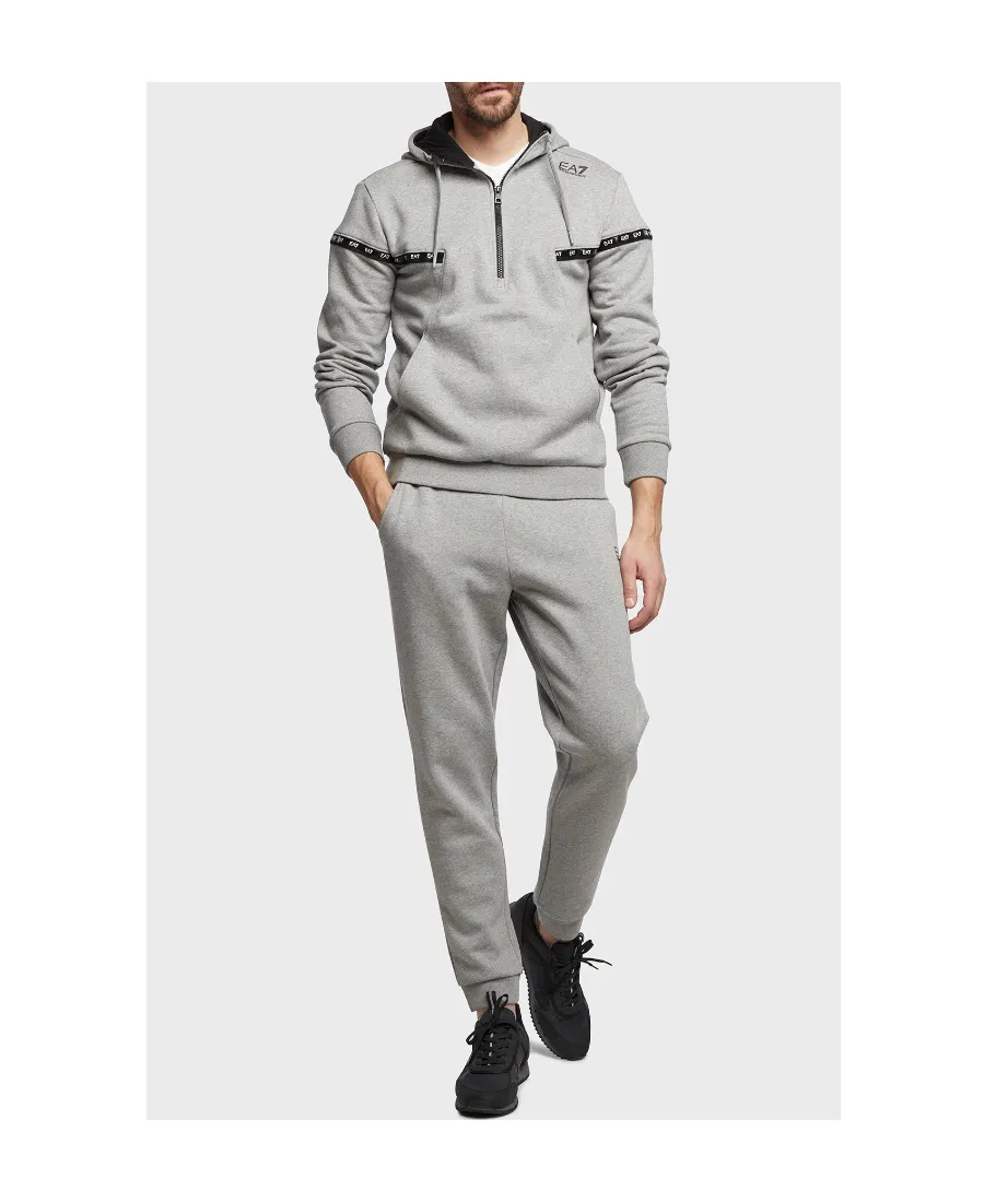 Semi-Zipper Design Logo Hooded Sweater