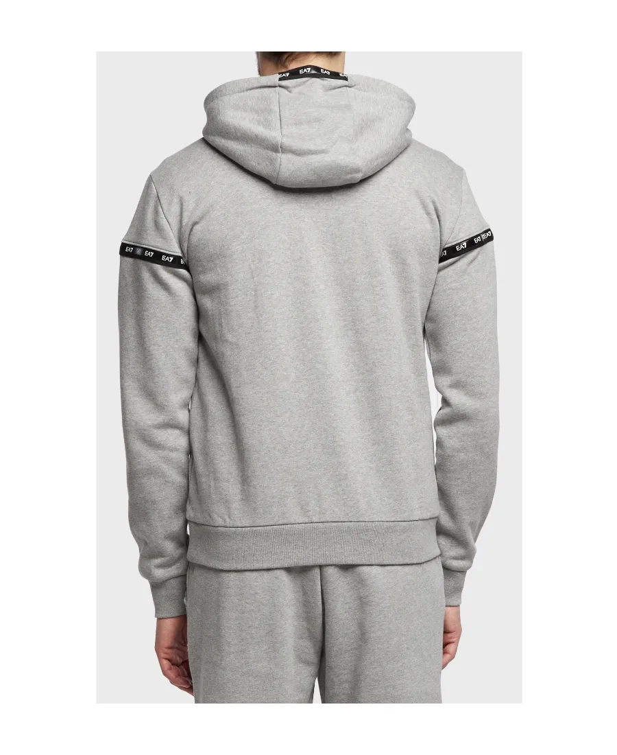 Semi-Zipper Design Logo Hooded Sweater