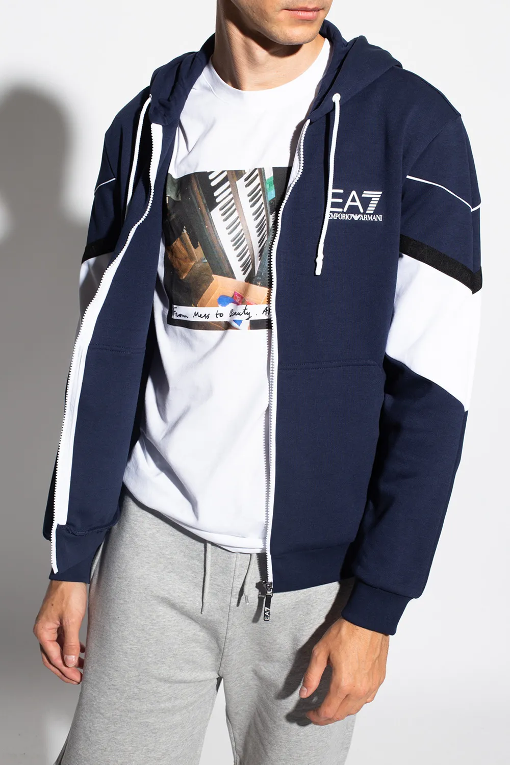 Zip-Front Logo-Print Hoodie