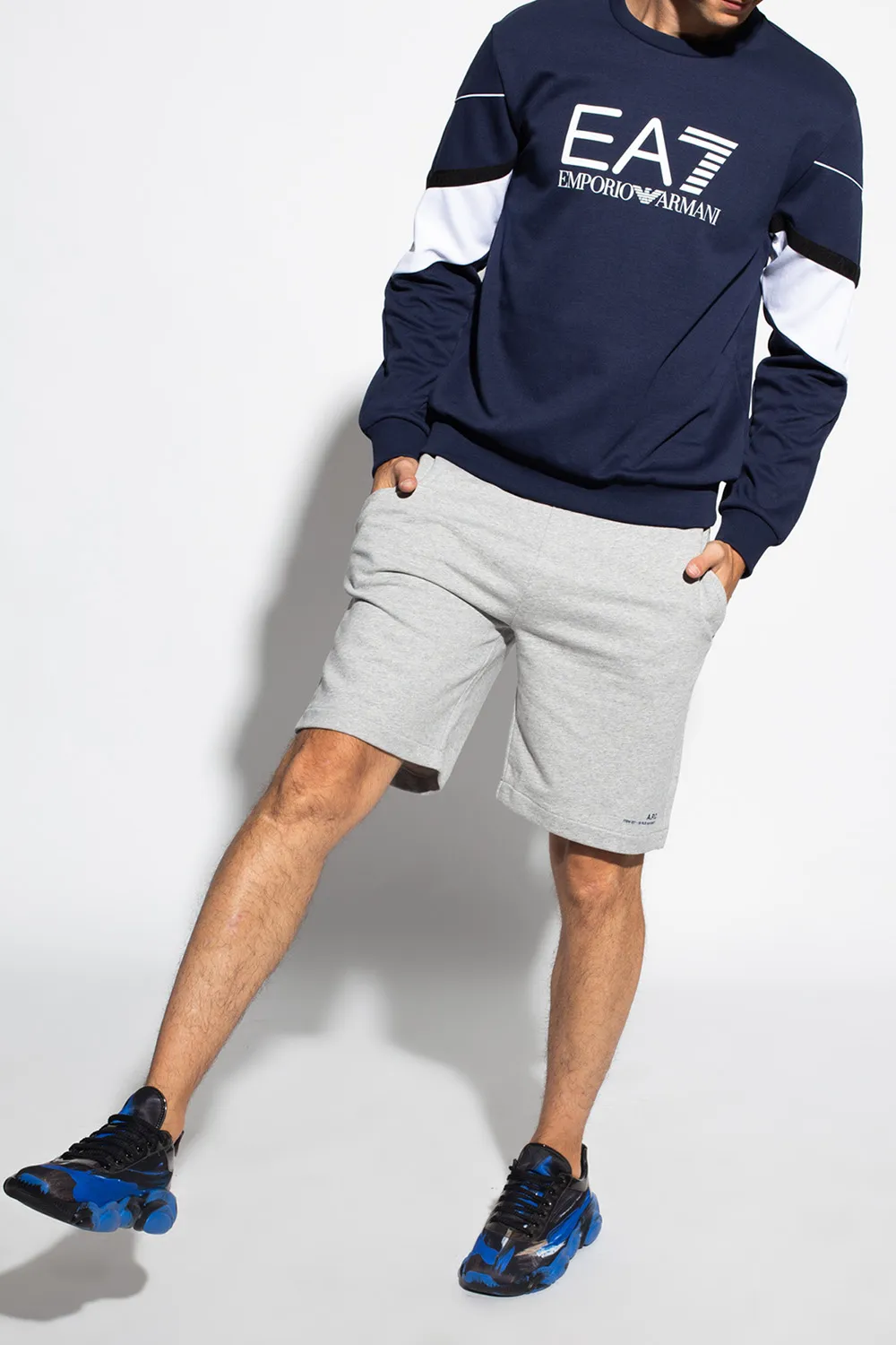 Logo-Print Striped-Detail Sweatshirt