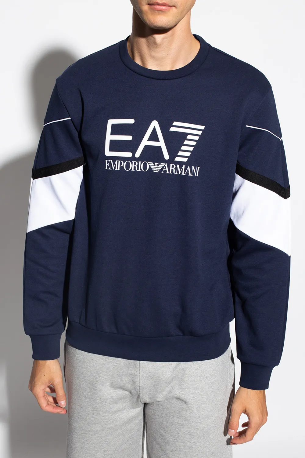 Logo-Print Striped-Detail Sweatshirt