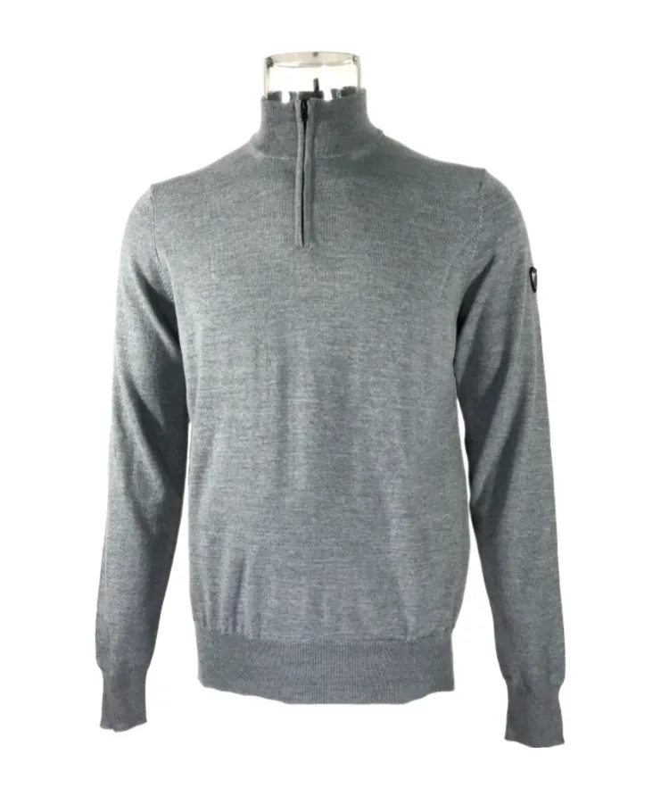 Stand-Neck Semi-Zipper Sweater