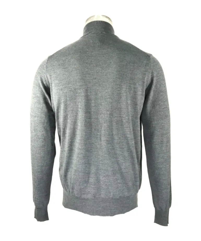 Stand-Neck Semi-Zipper Sweater