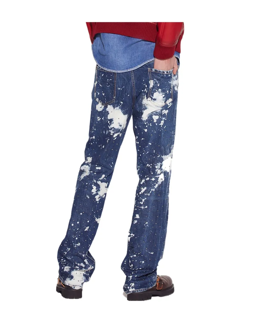 Paint-Splatter Straight-Leg Jeans