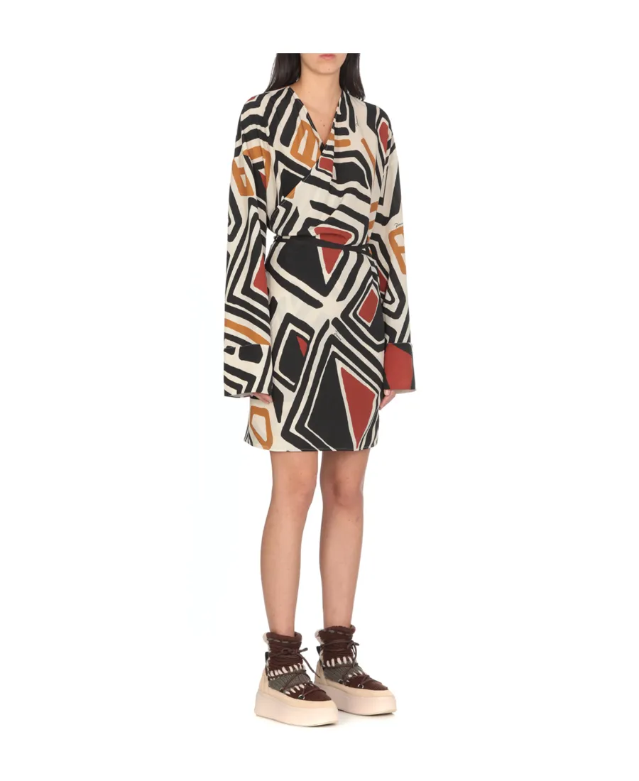 Geometric Printed Mini Wrap Dress