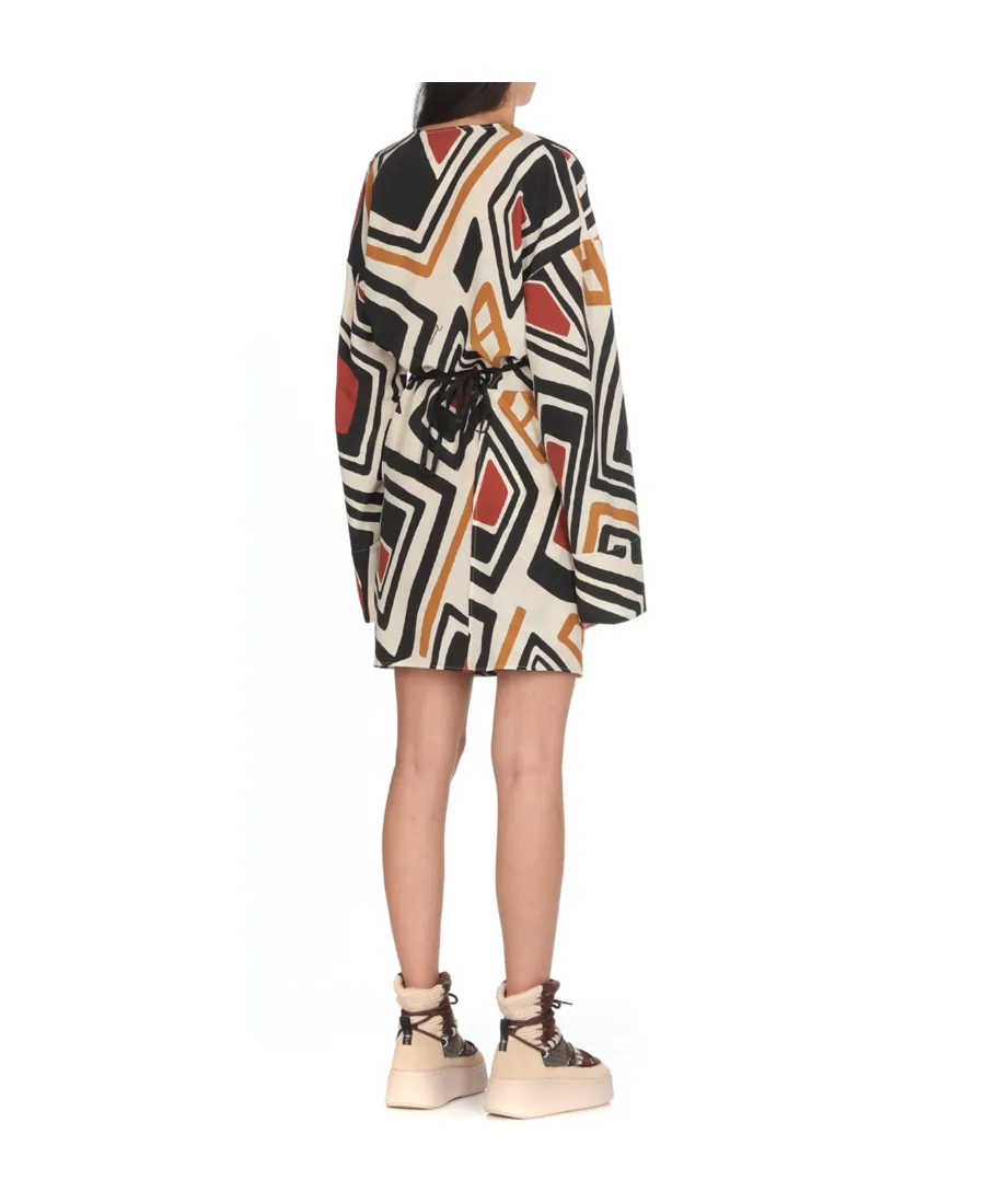Geometric Printed Mini Wrap Dress