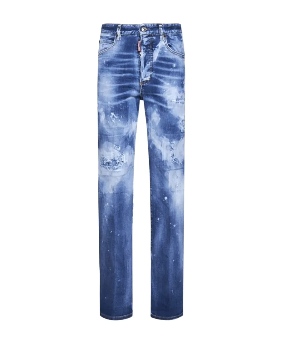 High-Waisted Distressed Jeans