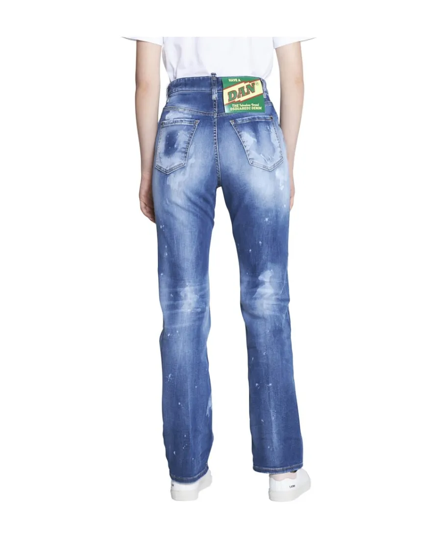 High-Waisted Distressed Jeans