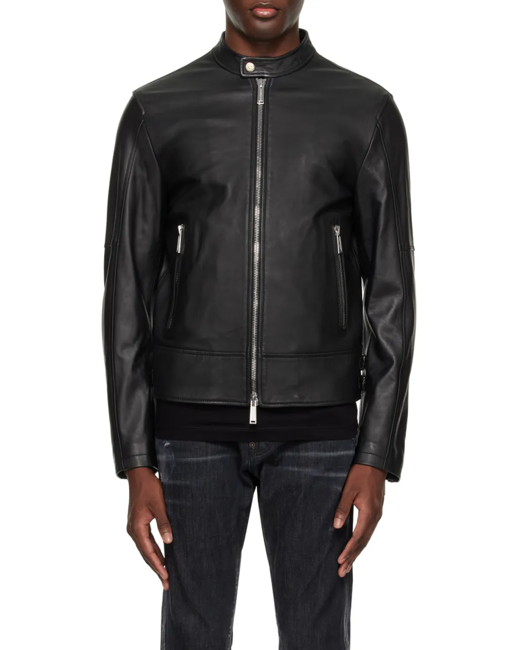 Two-Way Zip Fastened Biker Jacket
