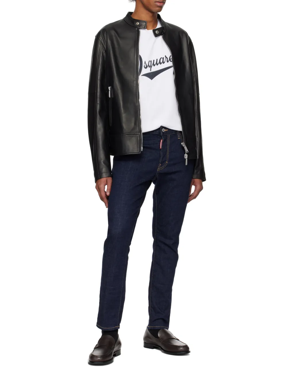 Two-Way Zip Fastened Biker Jacket