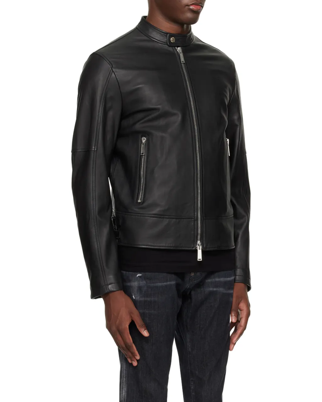 Two-Way Zip Fastened Biker Jacket