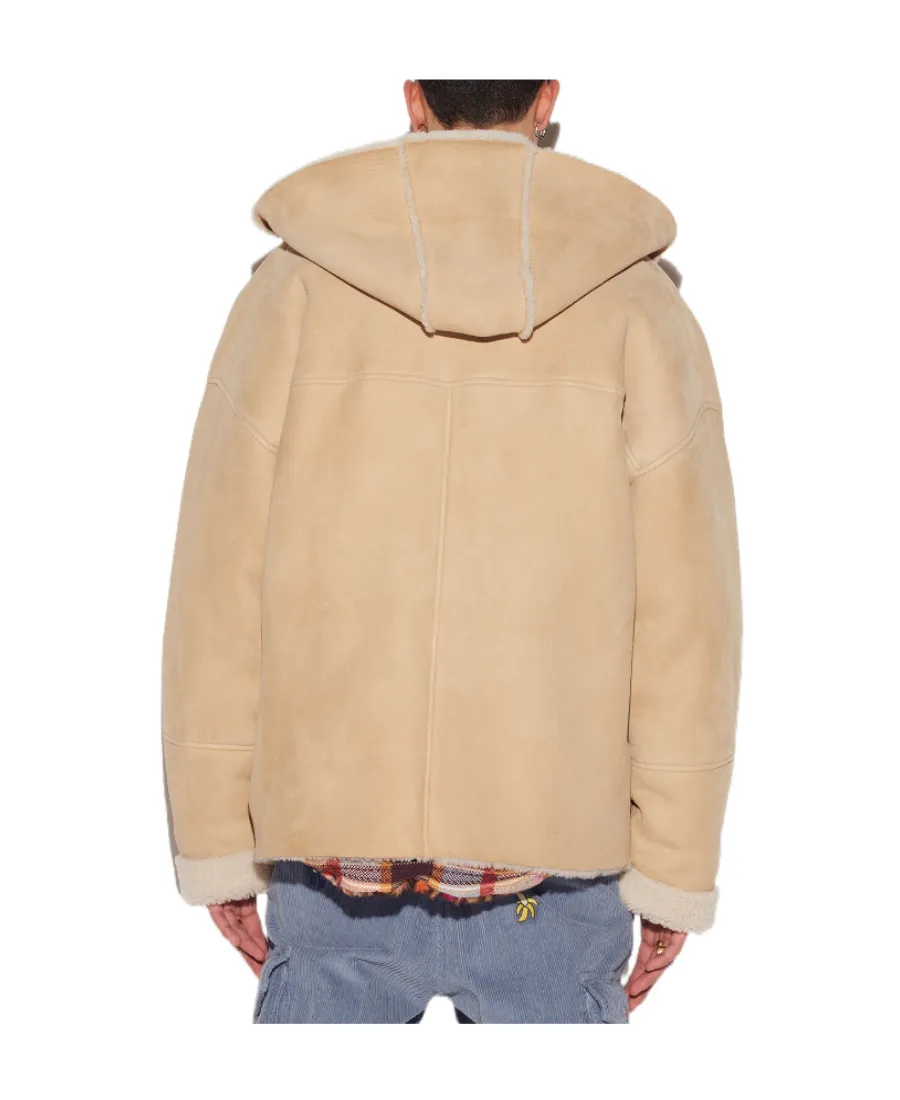 Shearling Long-Sleeved Hooded Jacket