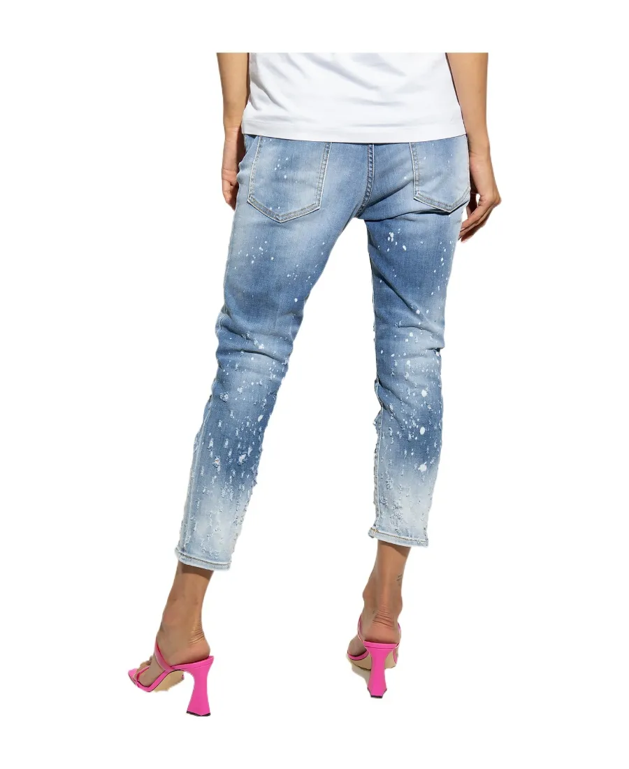 Low-Rise Distressed Skinny Jeans