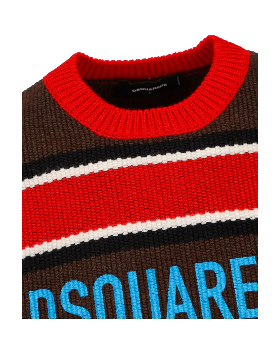 Logo Print Crewneck Striped Jumper