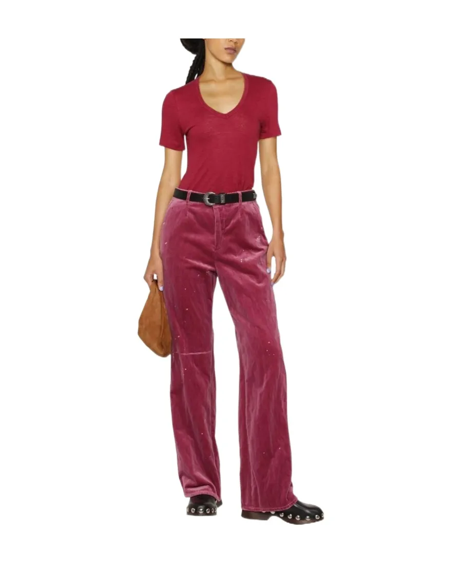 Logo Embroidered Velvet Trousers