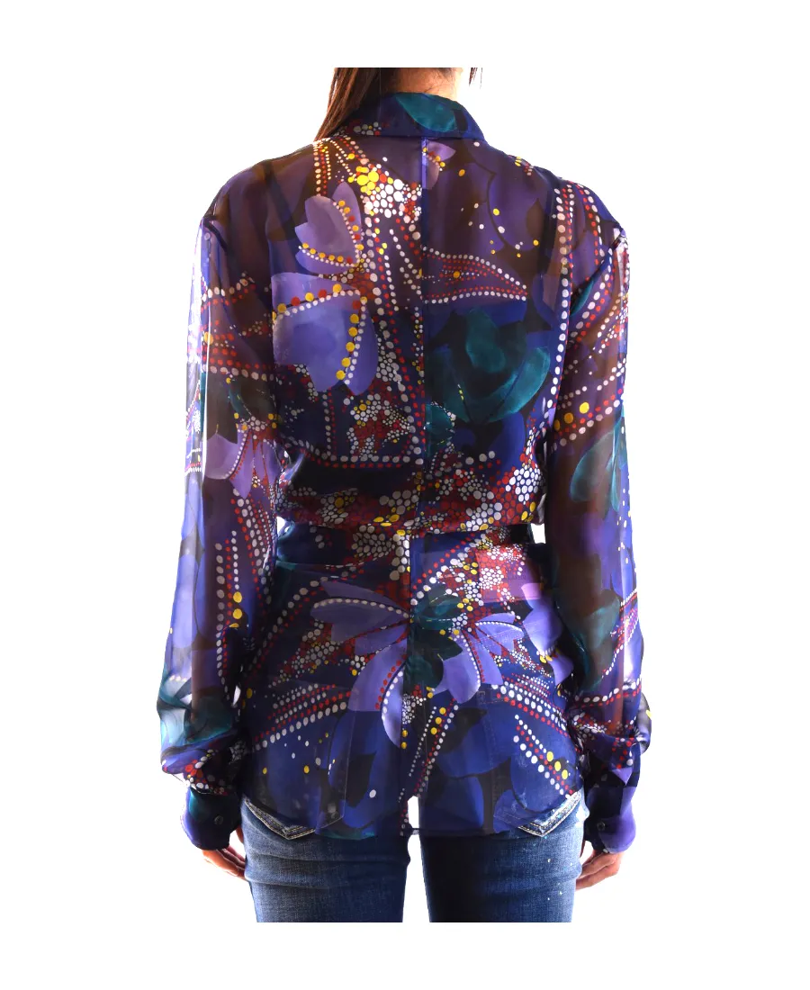 Floral Printed Semi-Sheer Buttoned Shirt