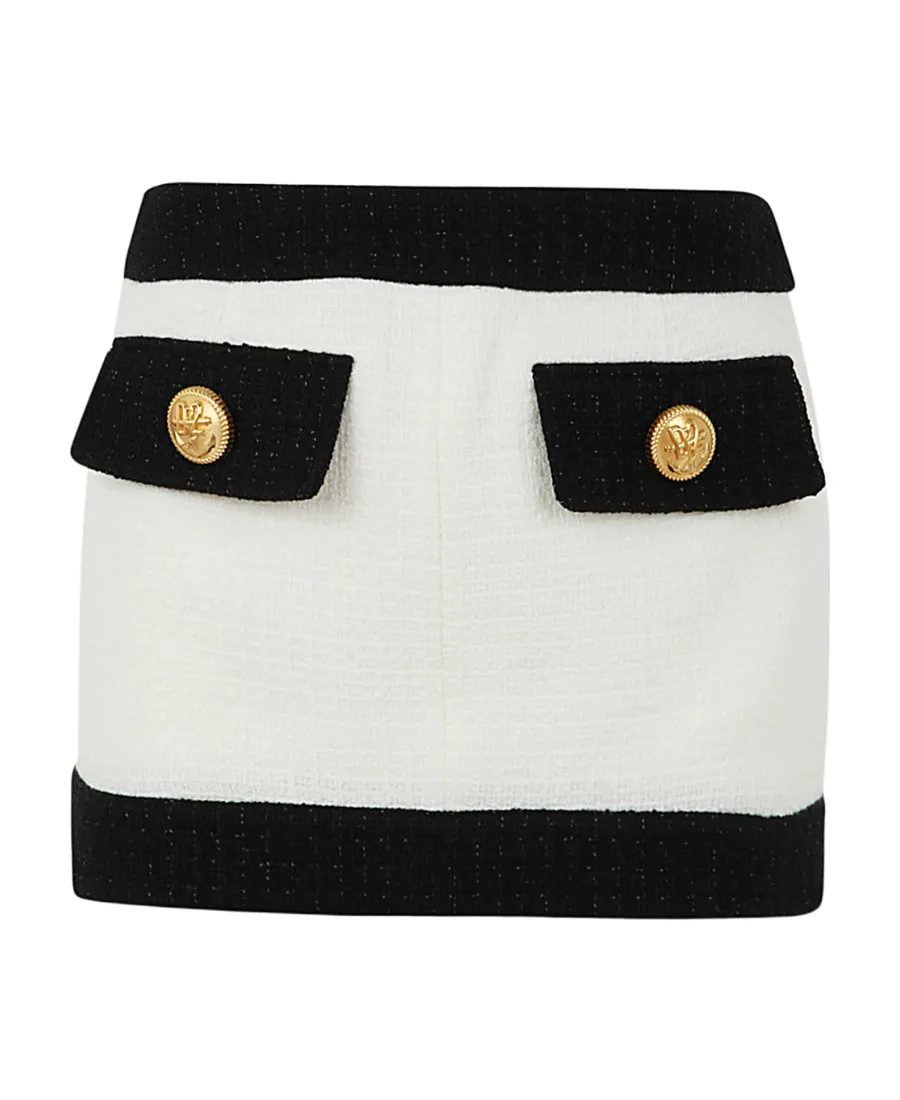Two-Tone Tweed Miniskirt