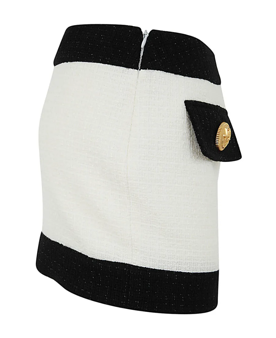 Two-Tone Tweed Miniskirt
