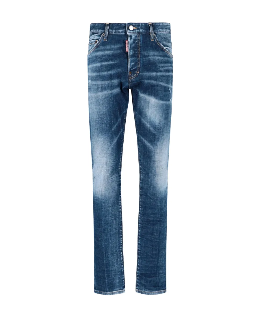 Distressed Straight-Leg Jeans
