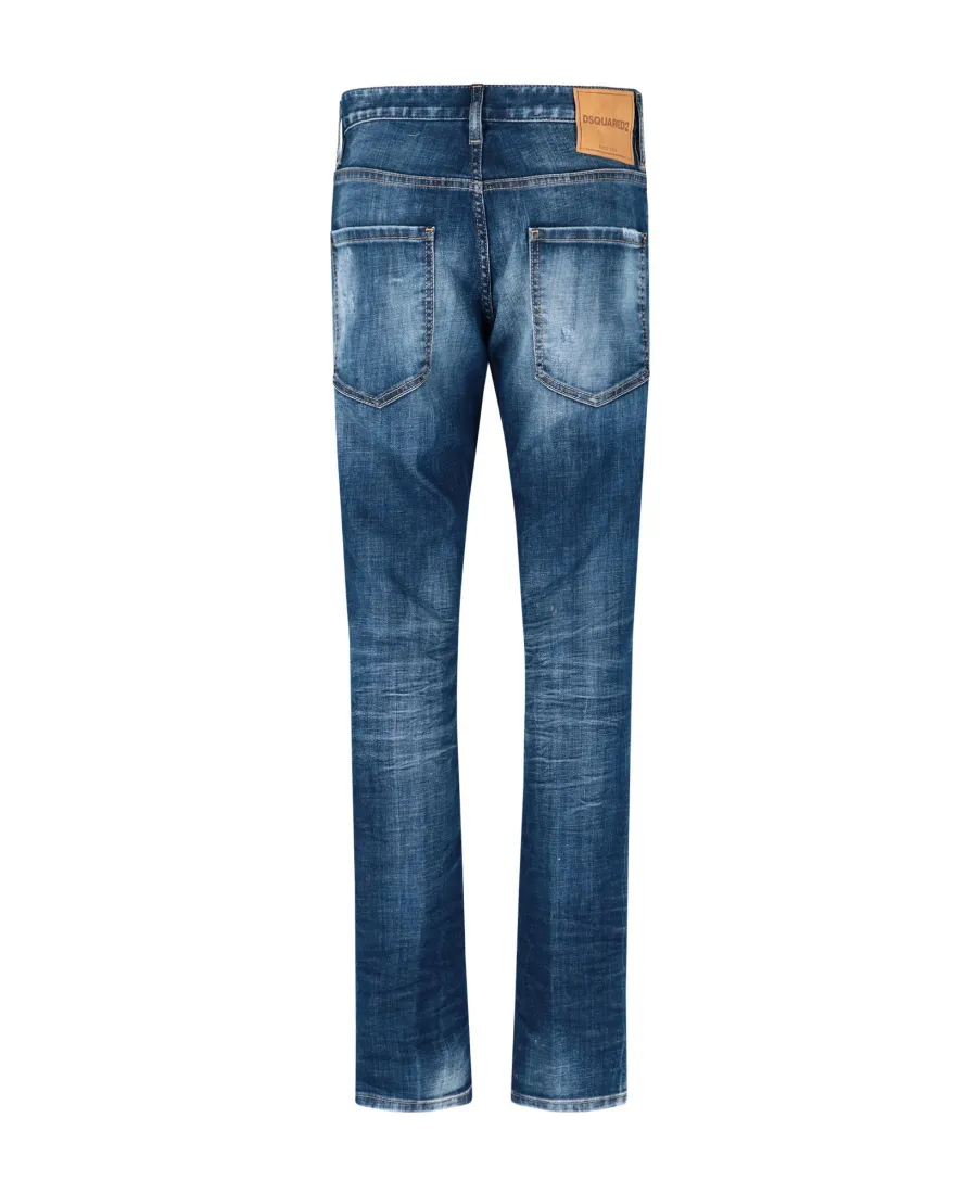 Distressed Straight-Leg Jeans