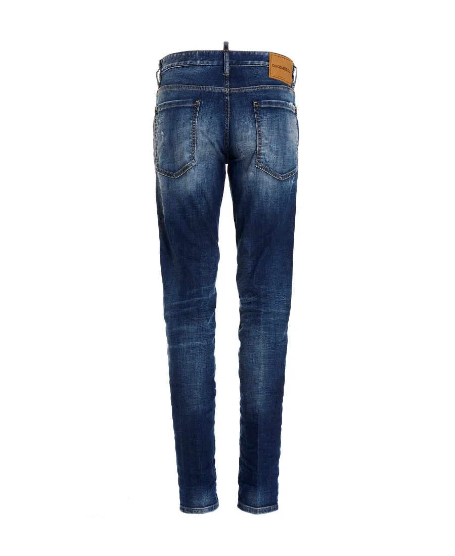 Logo Patch Distressed Skinny Jeans