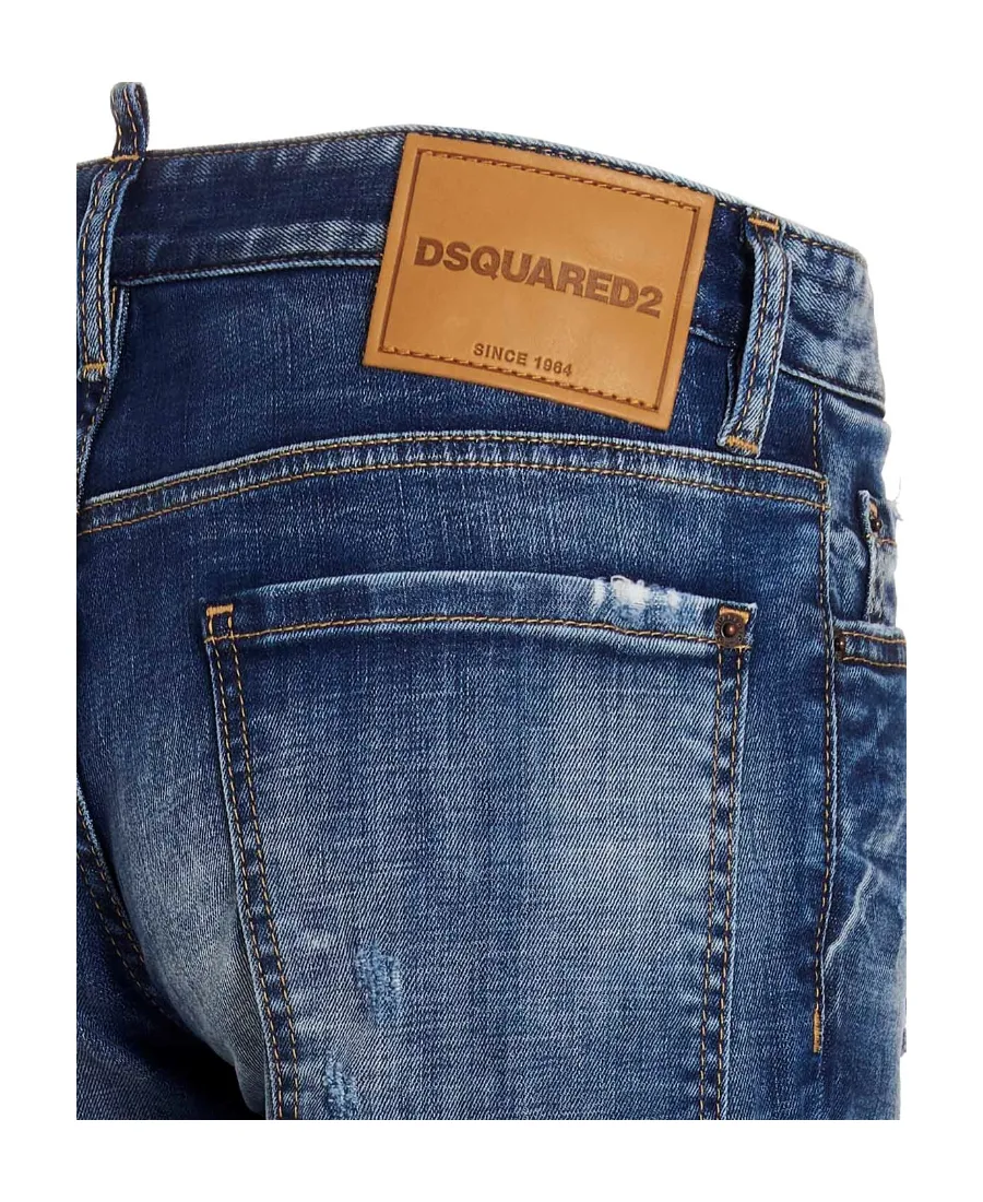 Logo Patch Distressed Skinny Jeans