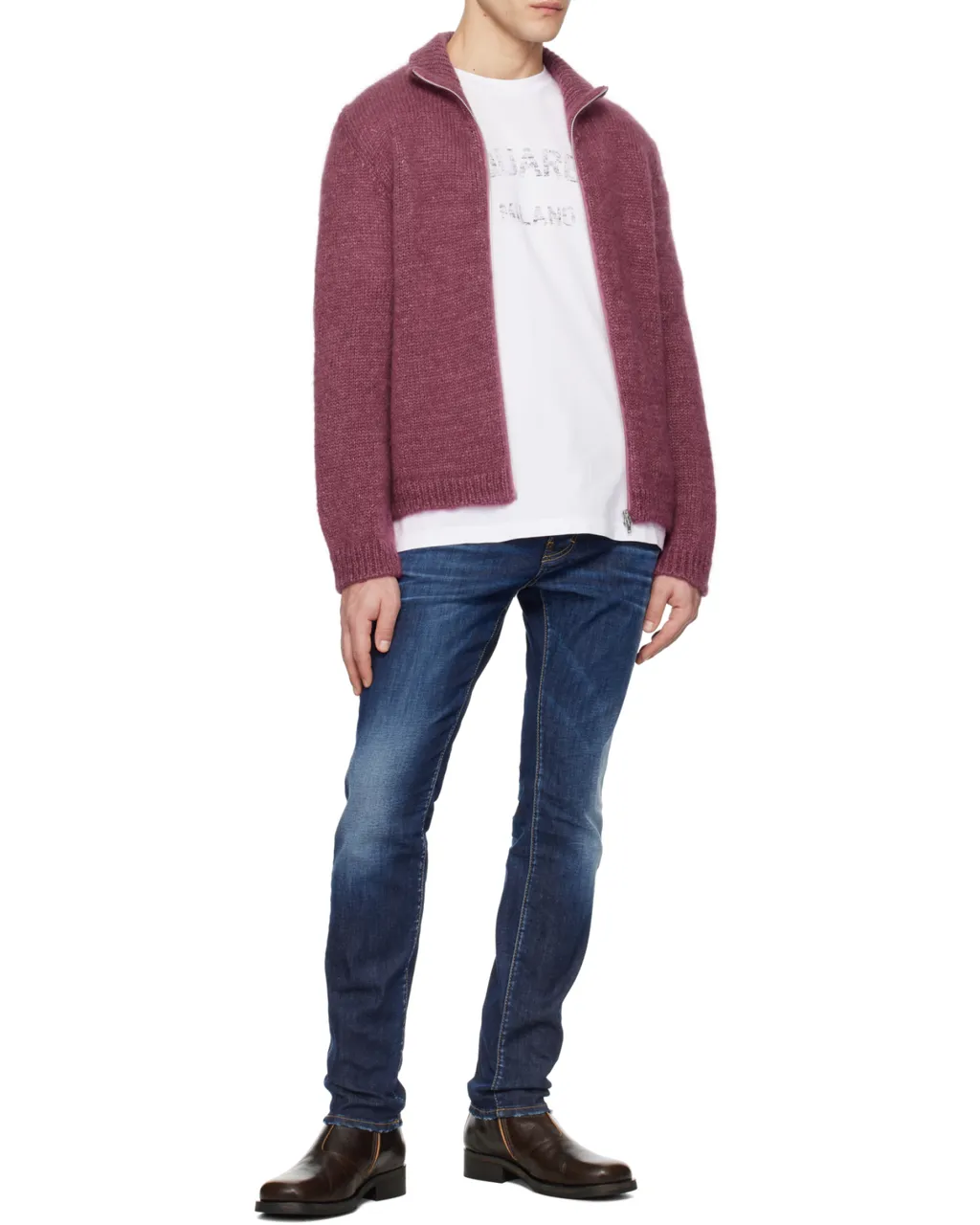 Distressed Straight-Leg Jeans