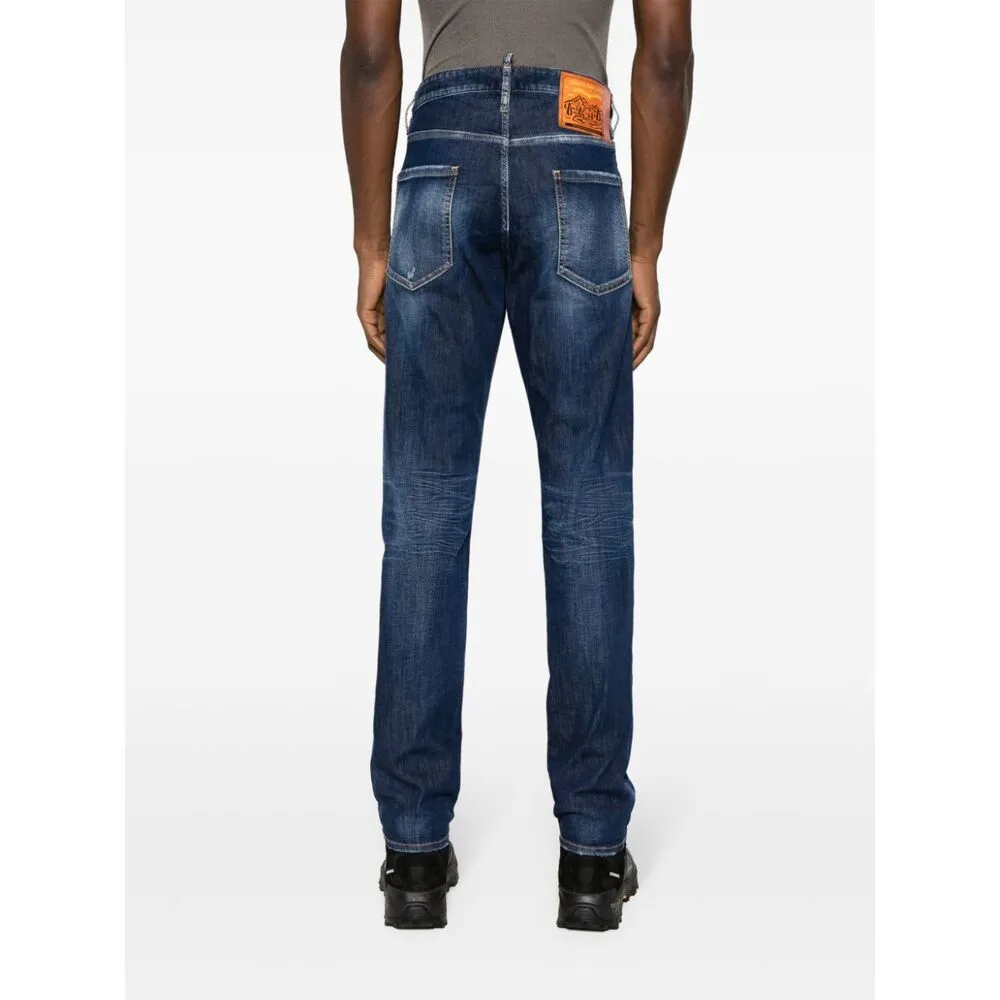 Distressed Straight-Leg Jeans