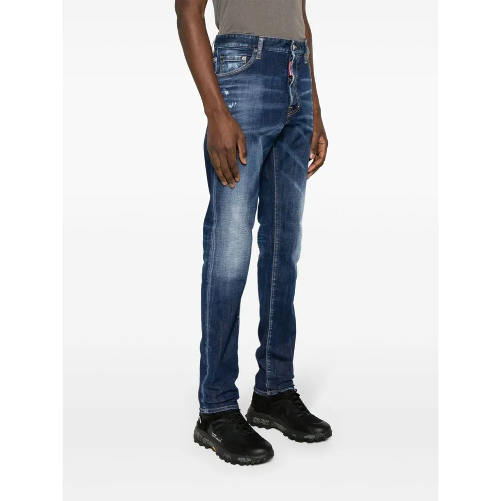 Distressed Straight-Leg Jeans