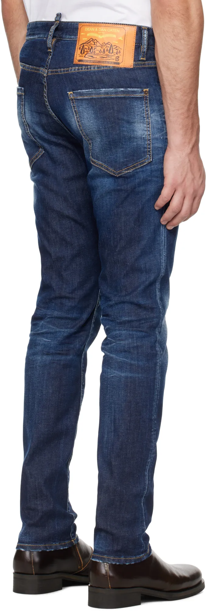 Distressed Straight-Leg Jeans
