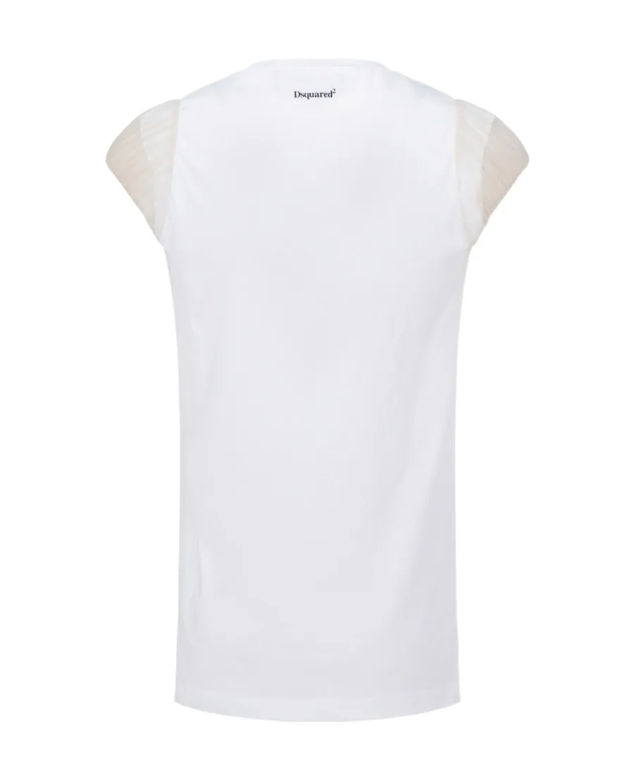 Slogan Print Cap Sleeved T-Shirt
