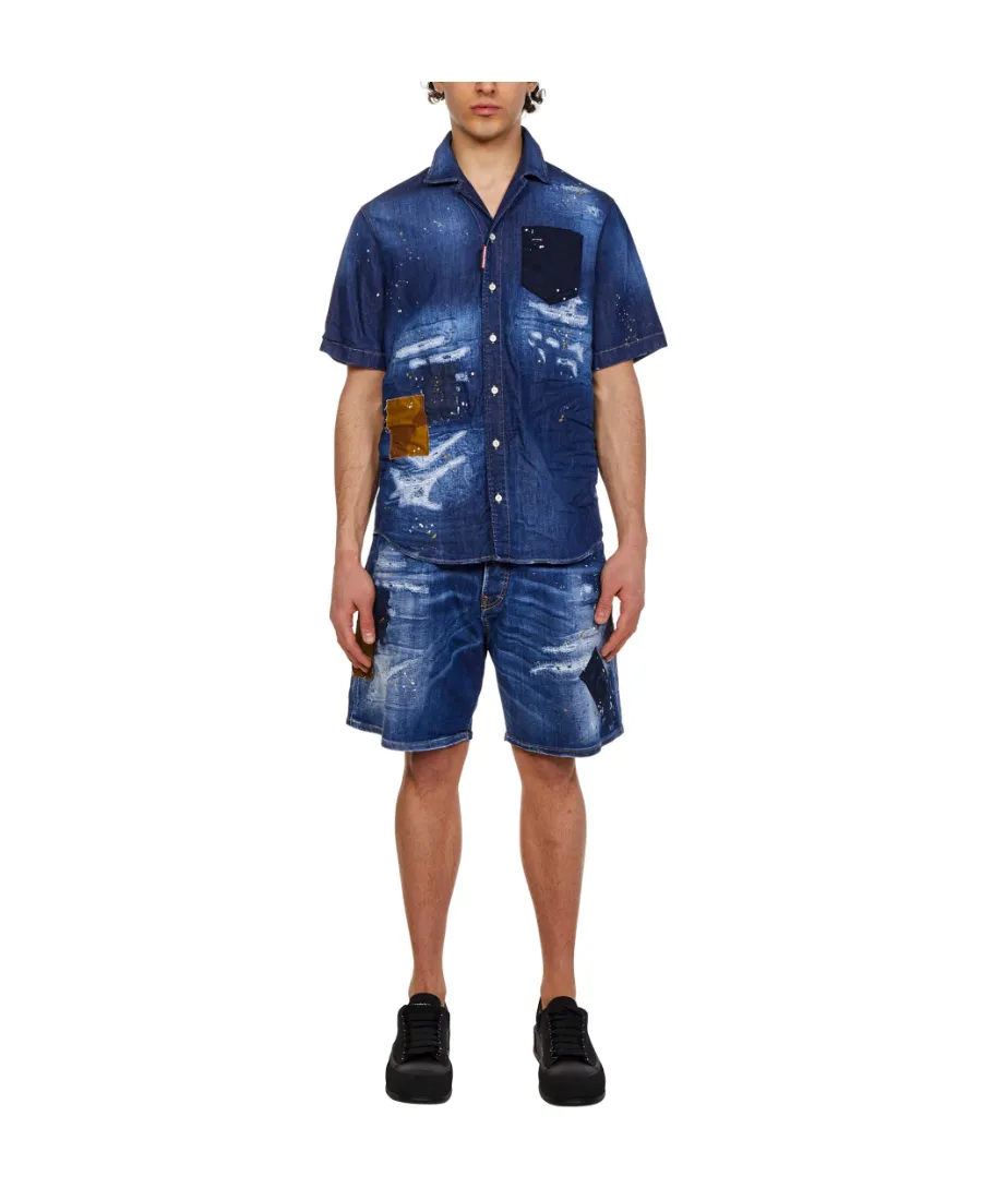 Short-Sleeved Denim Shirt