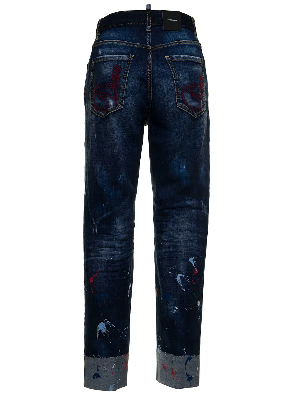 Paint-Splatter Straight-Leg Jeans