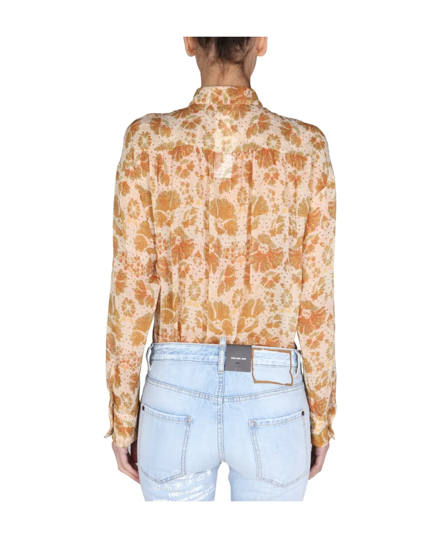 Woven Floral Print Long-Sleeved Shirt