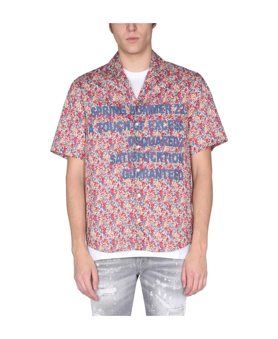 Logo Floral Printed Bowling Shirt