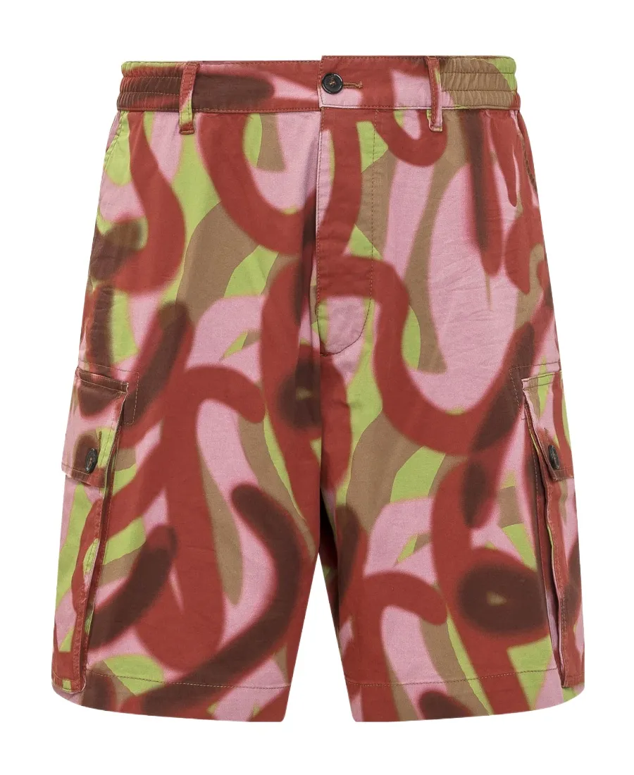 Abstract Print Cargo Shorts