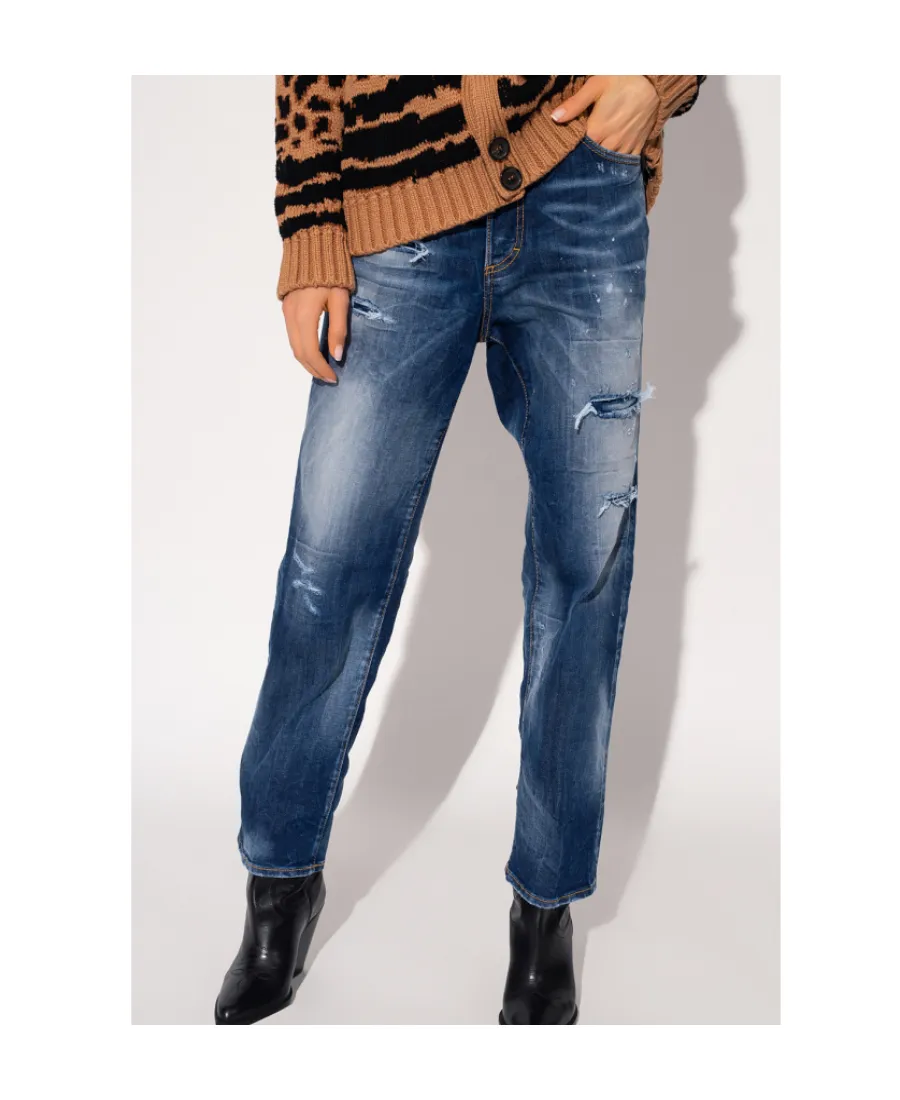 Distressed High-Waisted Jeans