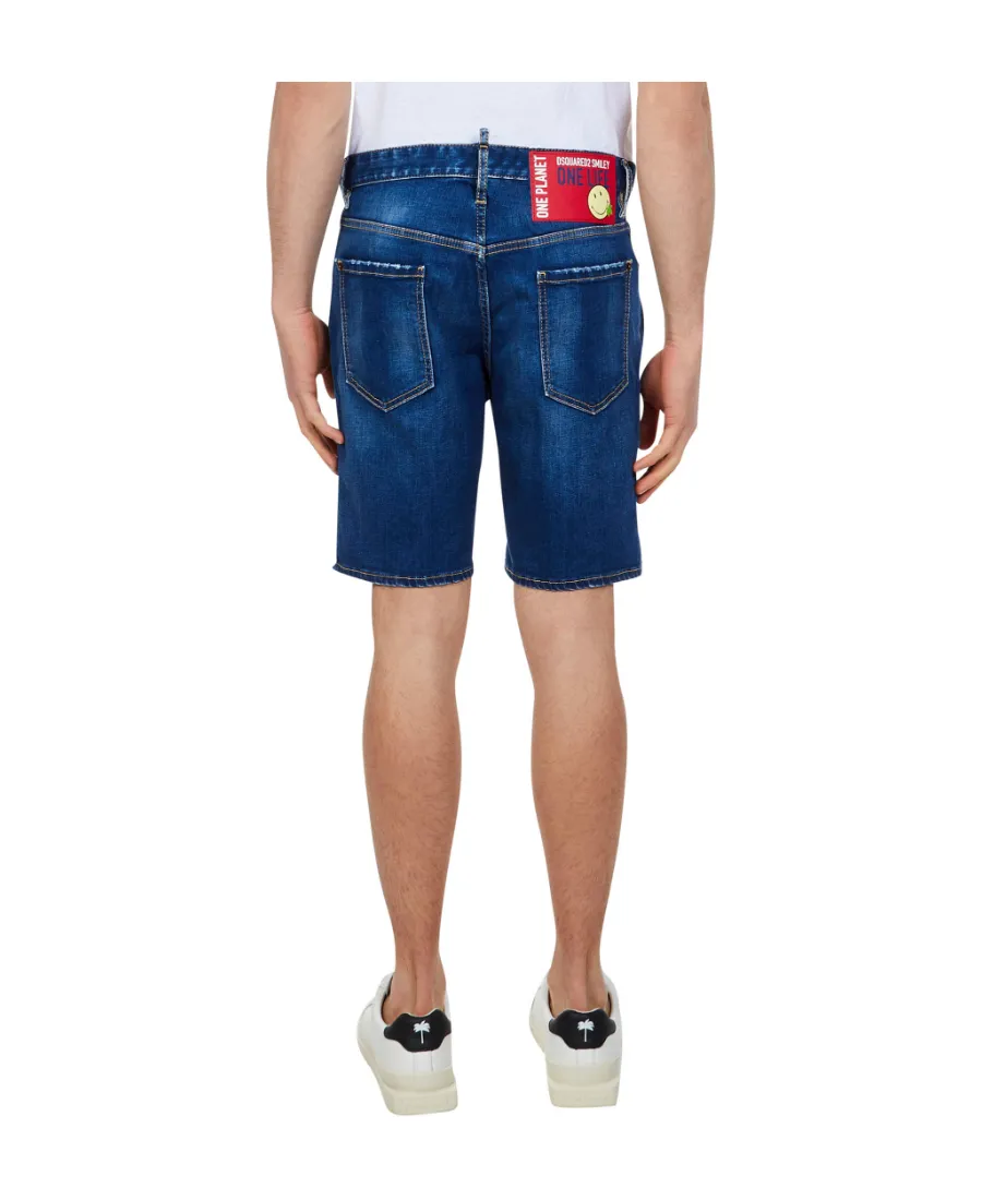 Smiley-Patch Denim Shorts