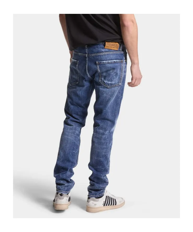 Straight-Leg Distressed Skinny Jeans