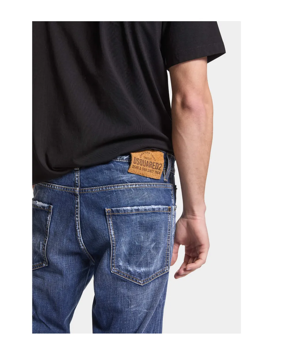 Straight-Leg Distressed Skinny Jeans