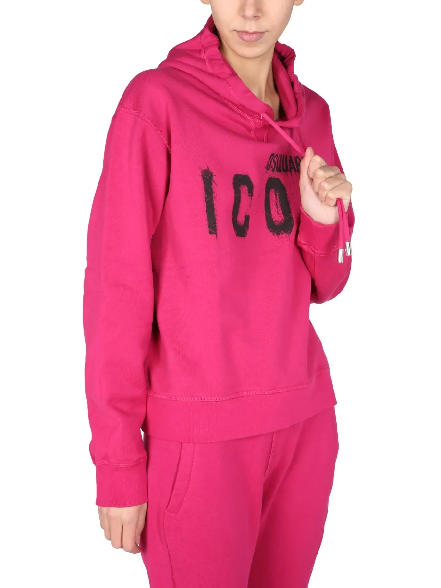 Icon Graffiti Logo Print Hoodie