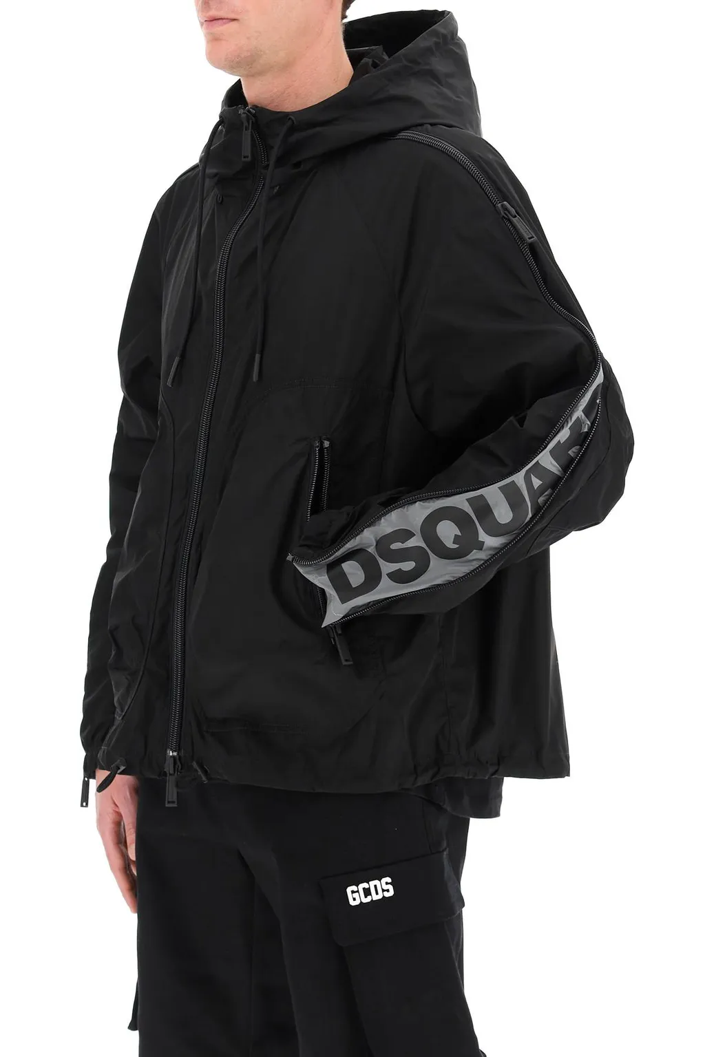 Zipped-Sleeves Hooded Jacket