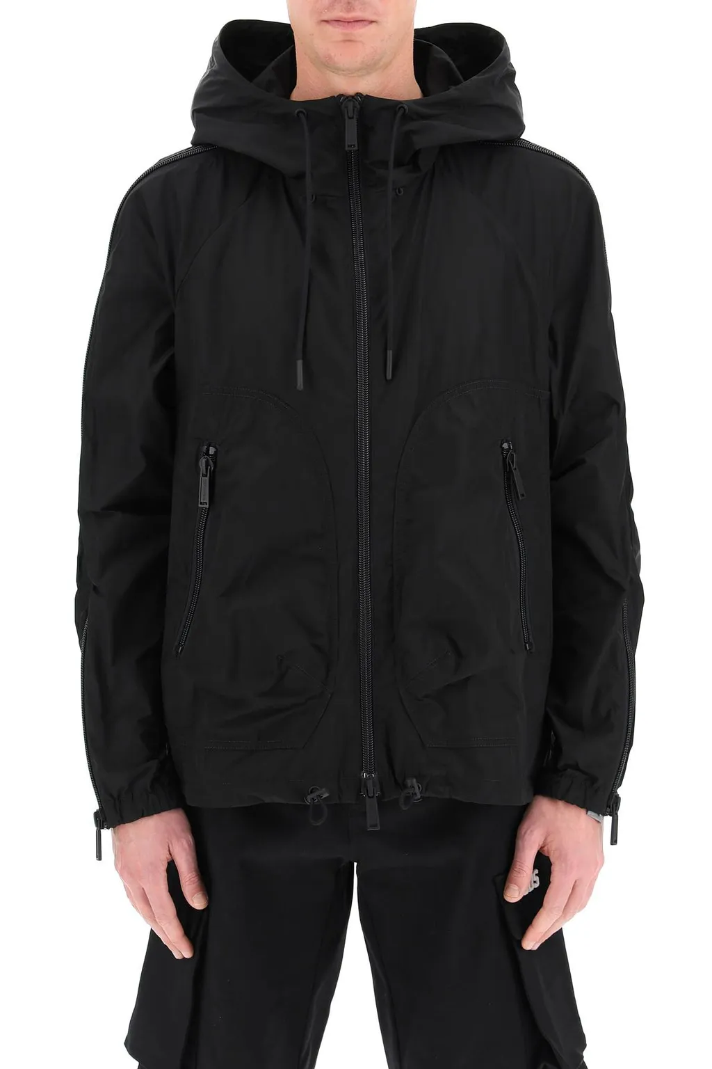 Zipped-Sleeves Hooded Jacket