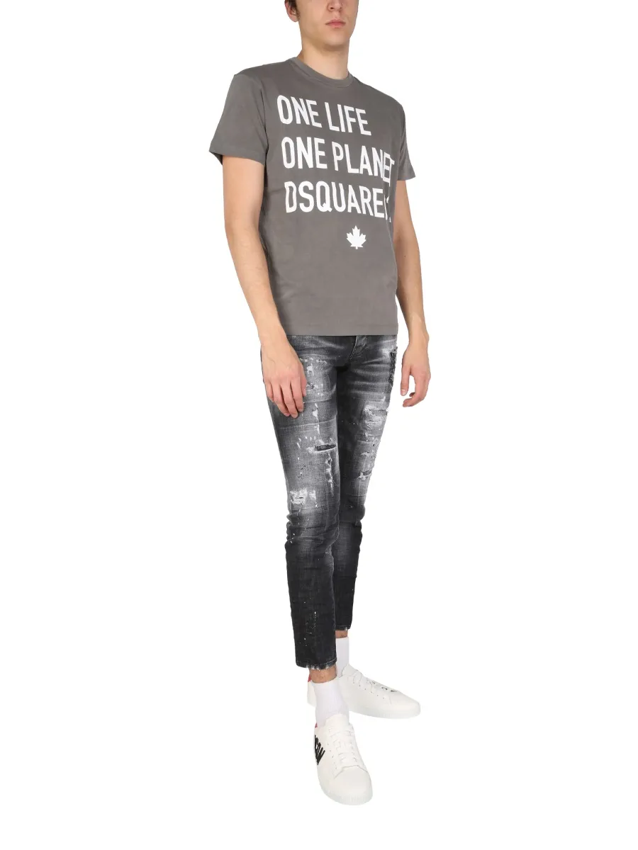 Slogan Print Crewneck T-Shirt