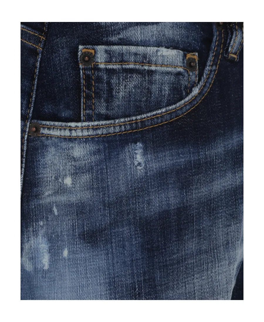 Paint-Splatter Wide-Cut Denim Shorts