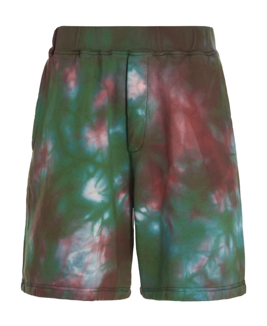 Tie-Dye Print Cotton Track Shorts