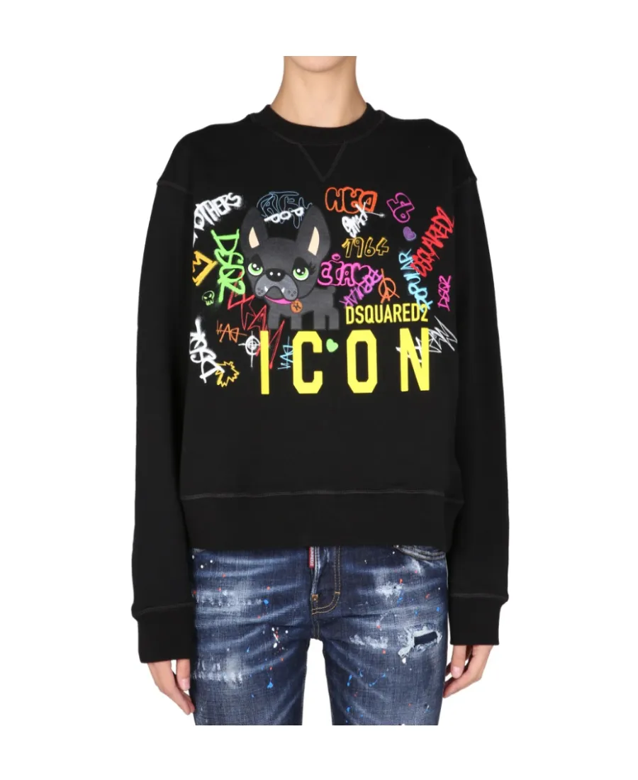 Graffiti-Print Crewneck Sweatshirt