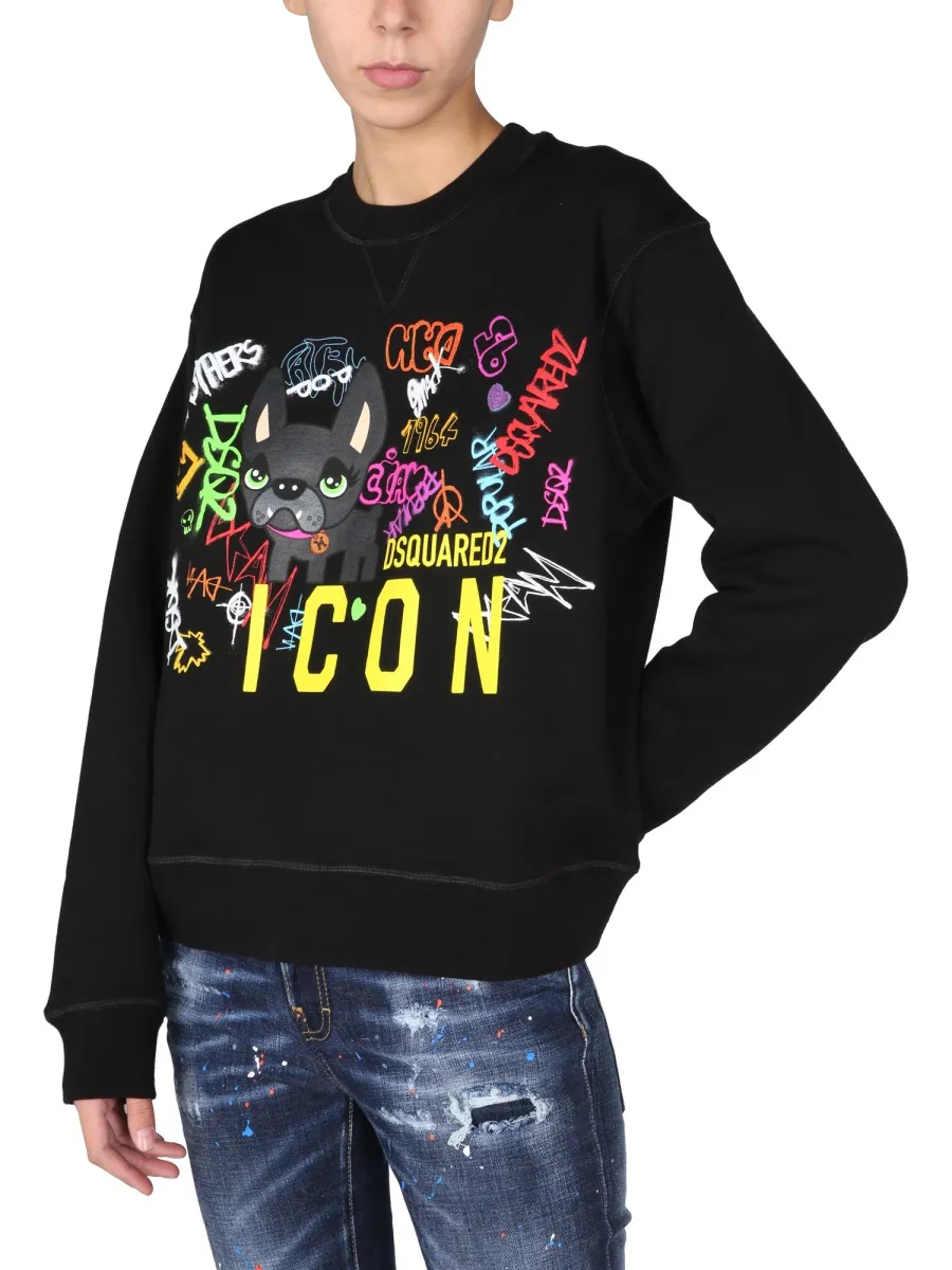 Graffiti-Print Crewneck Sweatshirt
